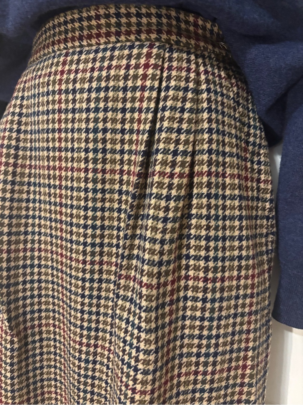 Vintage Pendleton 100% Virgin Wool Plaid Houndstooth Midi Skirt Petite 8 USA - Picture 4 of 11